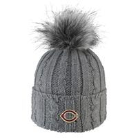 Ww107 Cable Knit Cuff Hat With Faux Fur Pom