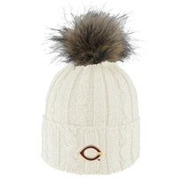 WW107 CABLE KNIT CUFF HAT WITH FAUX FUR POM