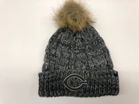 WW124 47 BRAND CABLEKNIT HAT WITH FAUX FUR POM