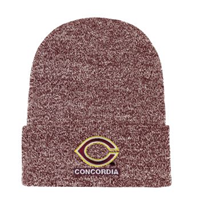 Ww130 Marled Yarn Cuff Hat With Embroidery
