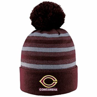 Ww132 Marled Yarn Stripe Cuff Hat With Pom