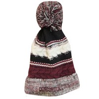 Ww90 Knit Stripe Hat With Pom